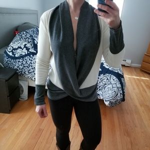Sexy Cream/Grey low scoop neck sweater